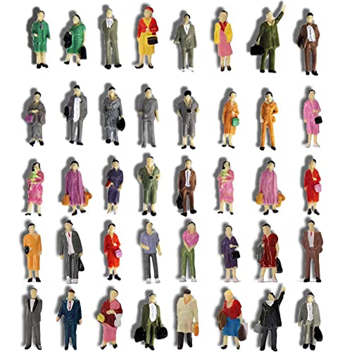 VICDUEKG 40 Piezas Figuras de Personas en Miniaturas Pintadas Escala Figurita de Personas para Modelismo Ferroviario Escenas en Miniatura Ciudades en Miniatur, Escala 1:87