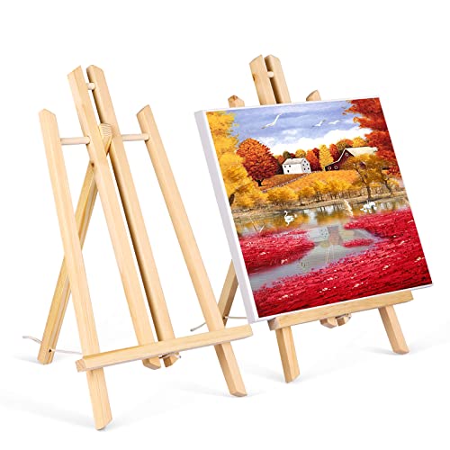 Viesap Caballete de pintura de sobremesa para Niños, 2Pack, 40cm, Caballete Plegable de Madera de Pino Macizo, para la presentación de lienzos y marcos, Exhibiciones