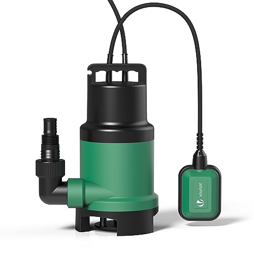 VOUNOT Bomba Sumergible, Bombas Aguas Sucias, 750W, Máx Caudal 14000 l/h, 7M de Inmersión, 7.5M de Altura de Entrega, Máx Gránulo 25 mm, con Interruptor de Flotador