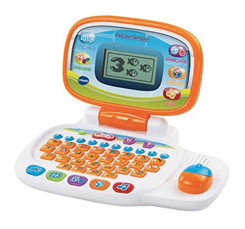 VTech - Pequeordenador, Ordenador infantil educativo para niños +3 años, Más de 20 actividades que enseñan letras, números, animales, lógica y música, Multicolor, Versión ESP