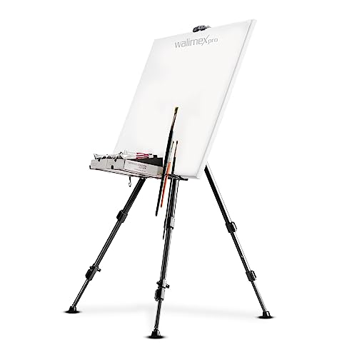 Walimex pro Caballete L 50-165cm, aluminio, adecuado como caballete de estudio, caballete de mesa y caballete de campo para lienzos de hasta HxD: 122x4cm, hasta 6 kg, con bolsa