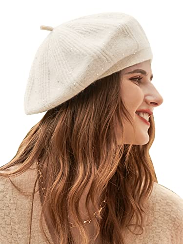 Wantonfy Gorro de Boina para Mujer, Estilo francés, Gorro de Invierno con Forro de Lana cálida