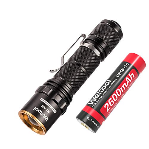 Weltool M7-AM LED Linterna ámbar luz, linternas led alta potencia, led flashlight, con batería, conserva la función de visión nocturna, para Arqueología, observar insectos y tortuga marina, leer.