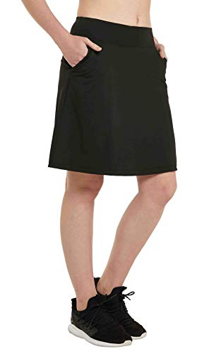 Westkun Mujer Falda Corta hasta la Rodilla de Golf Corriendo Tenis Skort Casual Pantalón Ropa Padel Corta de Modesta Deportivas(Negro,XXL)