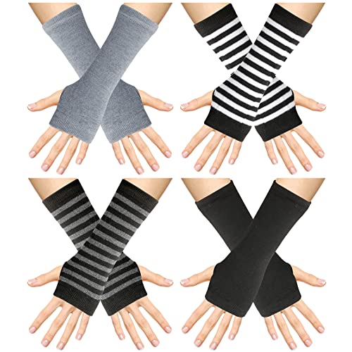 WLLHYF 4 pares de guantes sin dedos ropa de muñeca accesorios góticos Cosplay brazo pierna calentadores negro largo Kawaii manga cálida para mujeres invierno, multicolor, Talla única