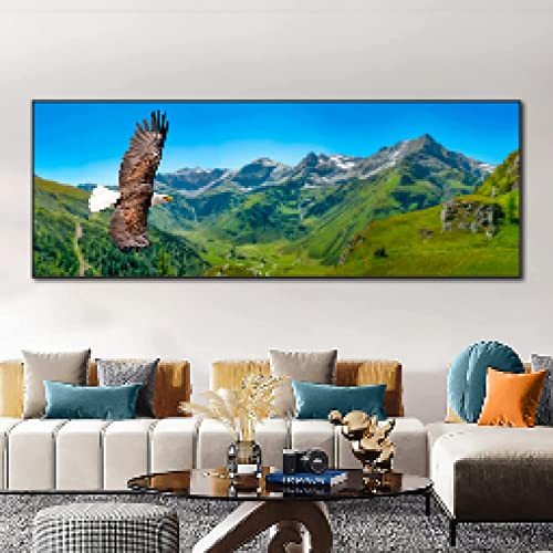 WMHHN Cuadro de Pared 40x120cm Animal sin Marco águila extendió Sus alas y montañas voladoras póster Impreso Cuadro de Arte de Pared Sala de Estar decoración del hogar Arte de Pared