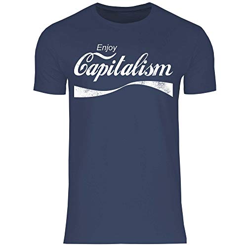 wowshirt Camiseta Enjoy Capitalism políticas de devolución de Dinero capitalismo Auto empresarios para Hombre, Tamaño:XS, Color:Navy