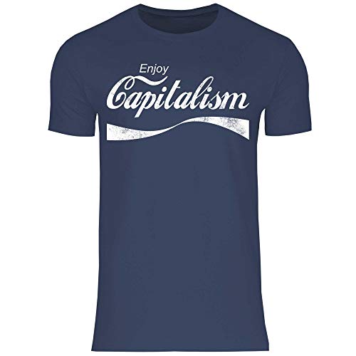 wowshirt Camiseta Enjoy Capitalism políticas de devolución de Dinero capitalismo Auto empresarios para Hombre, Tamaño:XS, Color:Navy