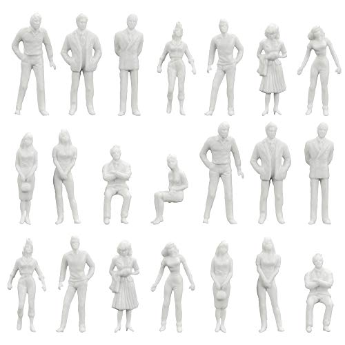 XAVSWRDE 100 Piezas Figuras Miniaturas de Personas a Escala 1:50 de 13 Estilos Personas en Miniaturas para Maquetas Muñecos Blancos sin Pintar para Manualidades Modelismos Arquitecturas