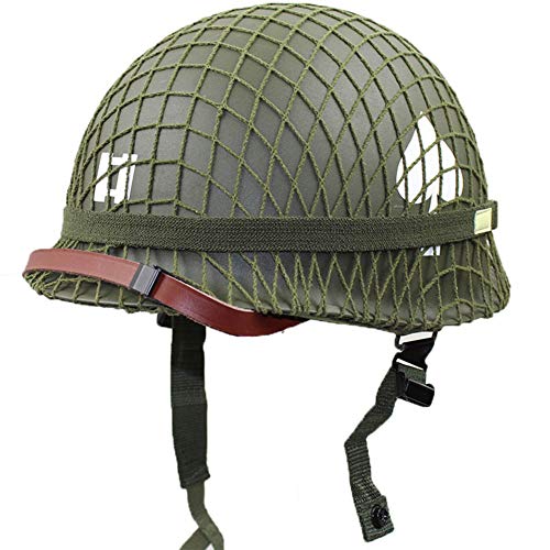 XYLUCKY WW2 US Army M1 Green Helmet Replica con Net/Canvas Chin Strap Pintura DIY