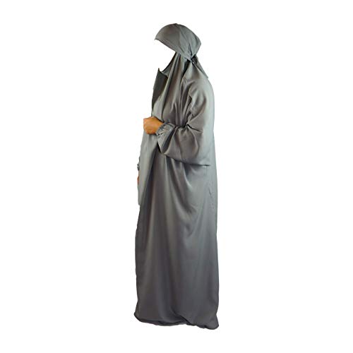 Yaqeen Overhead Jilbab Muslimah vestido de oración islámica opaco Abaya de una pieza, gris, Talla única