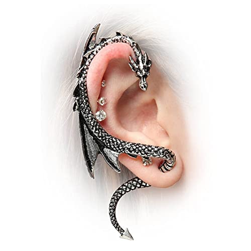 Yheakne Punk Dragon Cuff Wrap Pendientes Plata Dragon Ear Climber Pendientes Animal Cartílago Ear Crawler Pendientes Gótico Clip on Wrap Pendientes Joyería para Mujeres y Niñas (Plata)