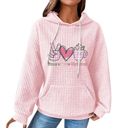 Yowablo - Sudadera con capucha para mujer, diseño de Navidad, rosa, 4XL