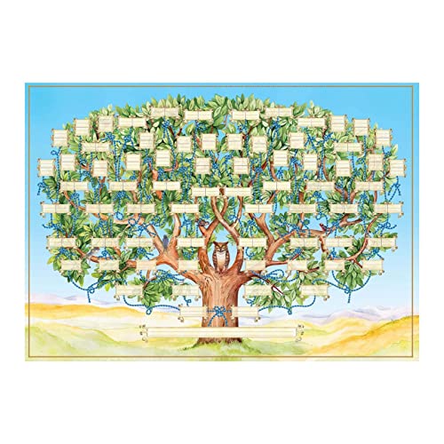 Zceplem árbol genealógico para completar | Tabla ascendencia rellenable Regalo decoración Pared con Marco Imagen árbol genealógico impresión granpara Miembro la Familia