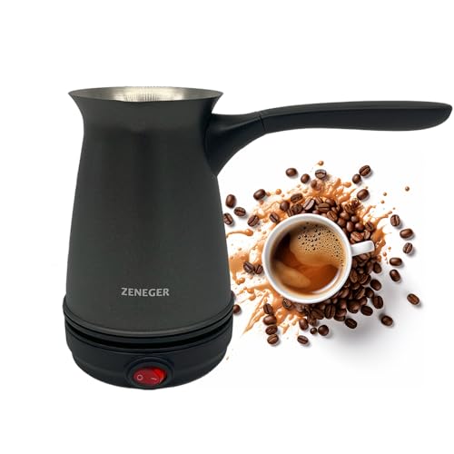 Zeneger Cafetera eléctrica turca, cafetera turca, café turco, capacidad para 300 ml (4 tazas), cafetera lavable, 800 W